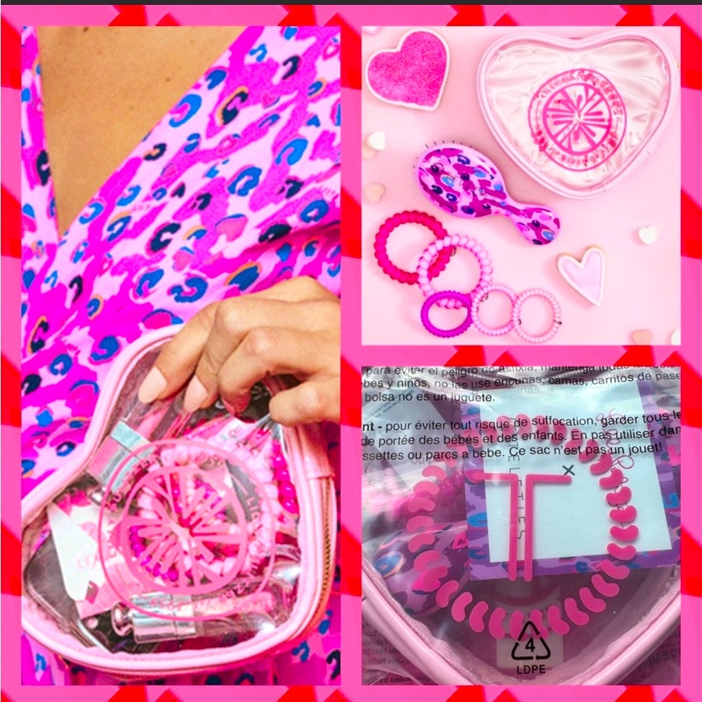 Lilly Pulitzer heart Teleties hair set